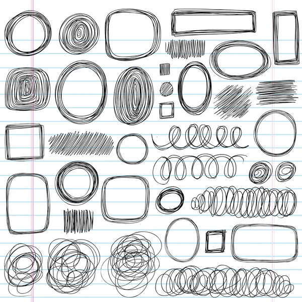 Sketchy Scribble Doodles Elementi di design vettoriale — Vettoriale Stock