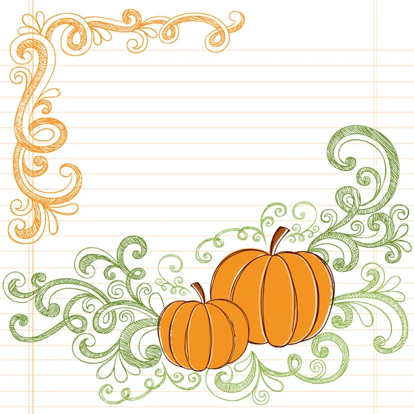 Calabazas de otoño Sketchy Volver a la escuela Estilo Vector Doodles — Vector de stock