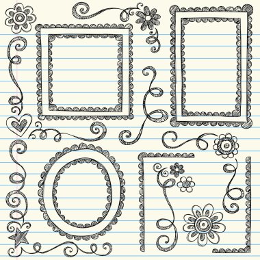 Scalloped Frames Sketchy Back to School Doodles clipart