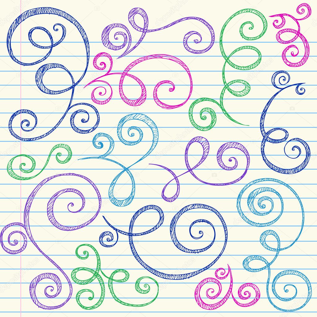 Sketchy Back to School Swirly Flourish Doodles