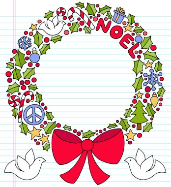 Christmas Wreath Notebook Doodles Vector Illustration clipart