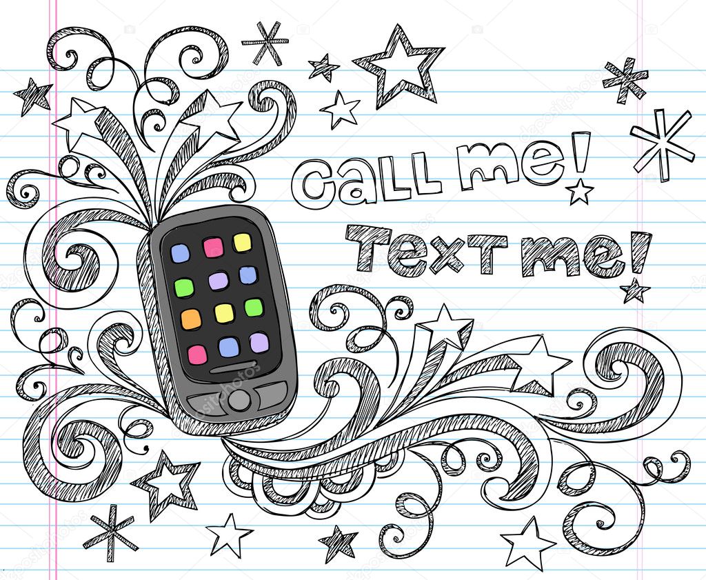 Smartphone Cell Phone PDA Business Sketchy Doodles