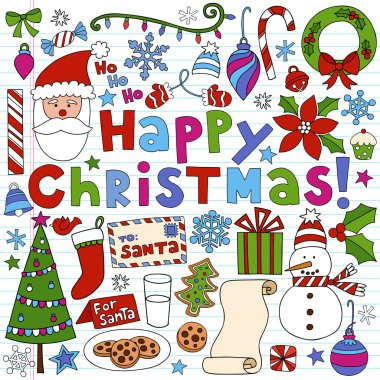 Happy Christmas Notebook Doodles Vector Illustration clipart