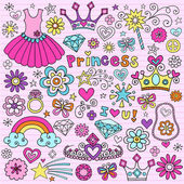 Prinzessin Notizbuch Doodles Vektor Icon Set Design-Elemente