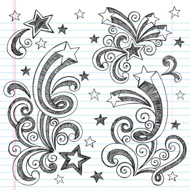 Shooting Stars Sketchy Doodles Design Elements clipart