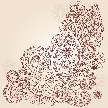 Henna Mehndi Paisley Flowers Doodle Vector Design clipart