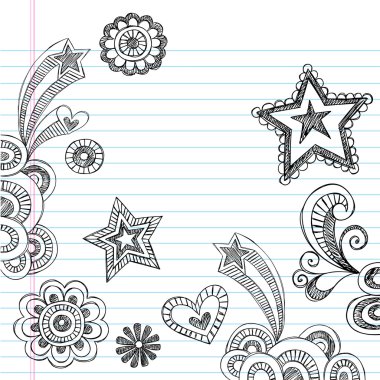 Back to School Sketchy Notebook Doodles Vector Design Elements clipart