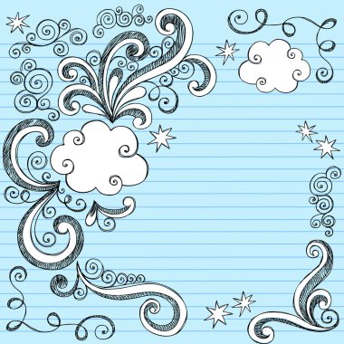 Clouds Sketchy Doodles Vector Illustration Page Border clipart