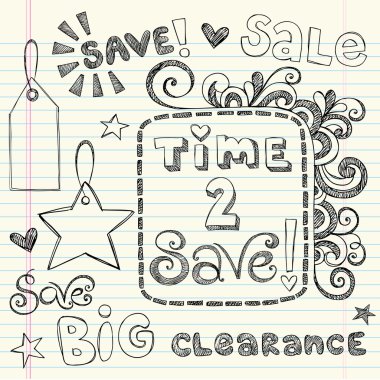 Sketchy Doodles Sale Coupon Doodles Vector Illustration clipart