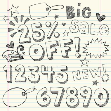 Sketchy Doodles 25% Off Discount Doodles Vector Illustration clipart