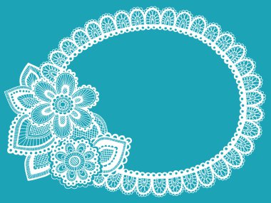 Lace Doily Henna Flower Frame Doodle Vector Border clipart