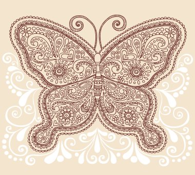 Butterfly Henna Mehndi Pasiley Doodle Vector clipart