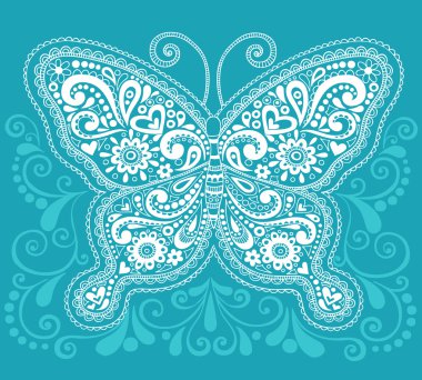 Ornate Butterfly Henna Doodle Vector Illustration clipart