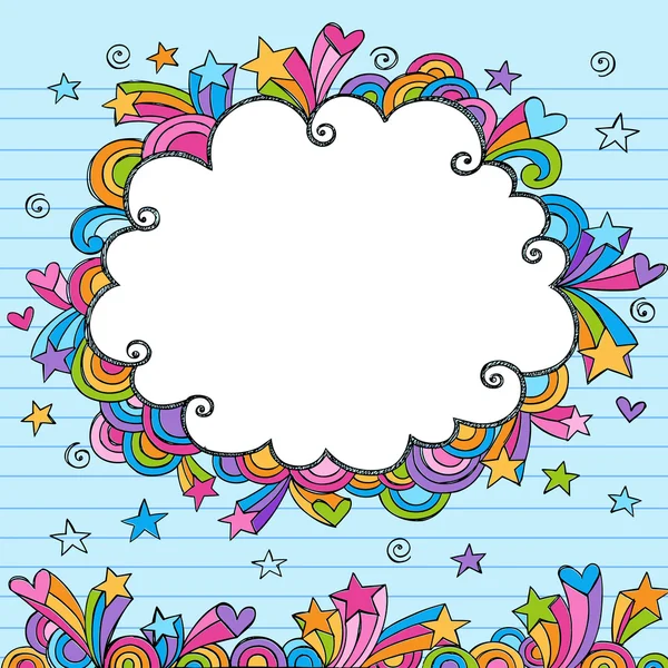 Nuvens Sketchy Doodles Vector Ilustração Página Fronteira —  Vetores de Stock