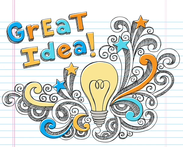 Grande idée ampoule Sketchy Doodle vecteur — Image vectorielle