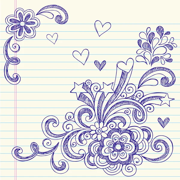 Retour à l'école Sketchy Notebook Doodles Vector Design Elements — Image vectorielle