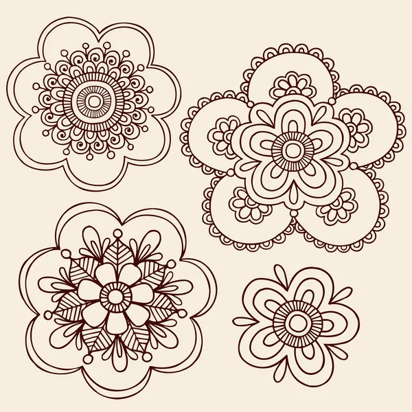 Henna Mehndi Mandala Fiori Doodle Vector Design — Vettoriale Stock
