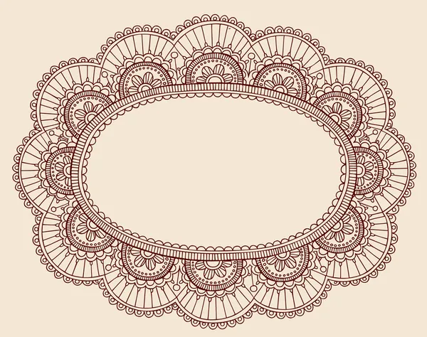 Lace Doily Henna Flower Frame Doodle Vector Border — Stock Vector