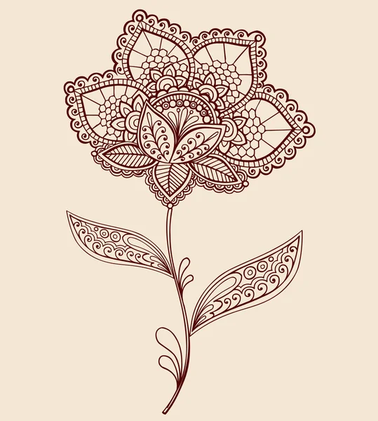 Henna encaje flor Doodle Vector ilustración — Archivo Imágenes Vectoriales