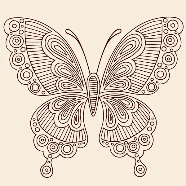 Χέννα doodle πεταλούδα στοιχείο σχεδίου διάνυσμα — Διανυσματικό Αρχείο