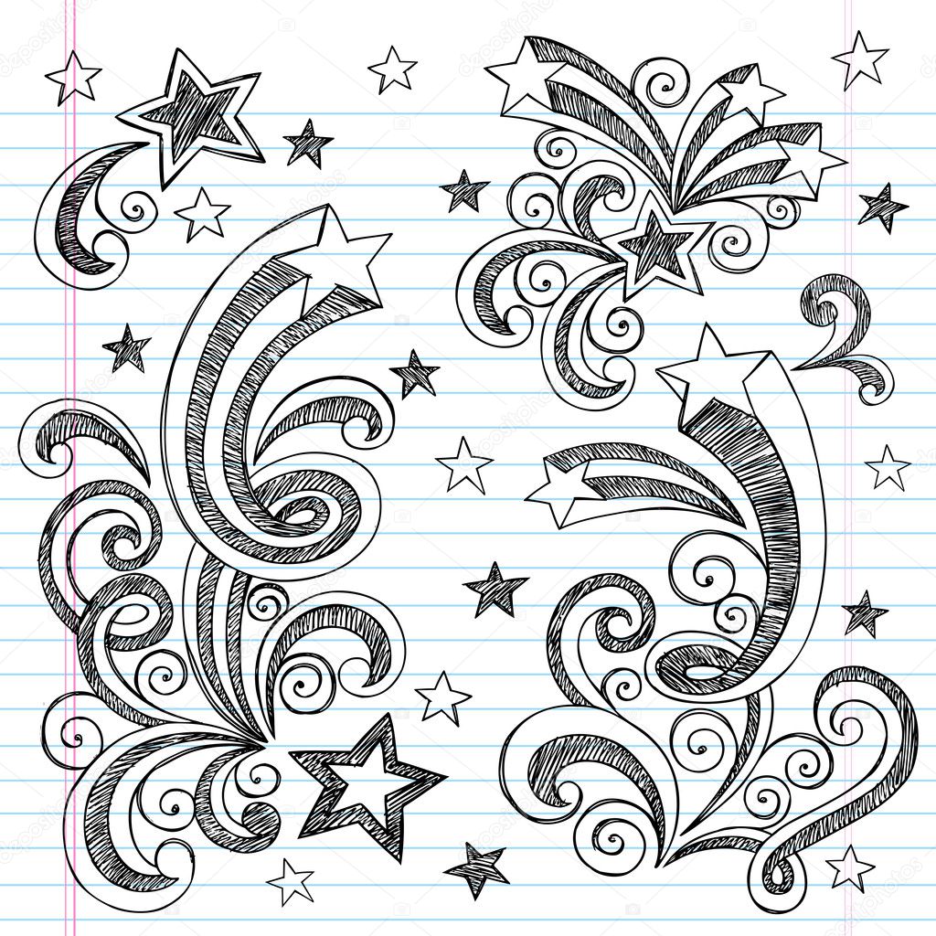 Shooting Stars Sketchy Doodles Design Elements