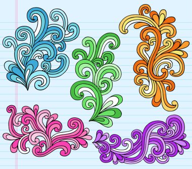 Psychedelic Notebook Doodle Swirly Vector Design Elements clipart