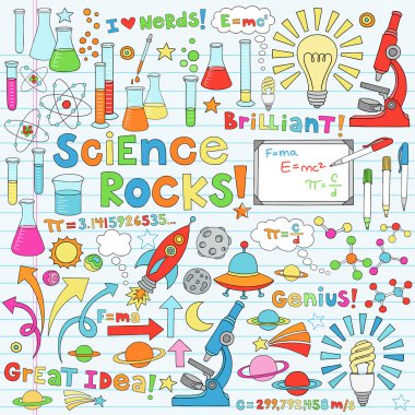 Science School Notebook Doodles Vector Icon Set