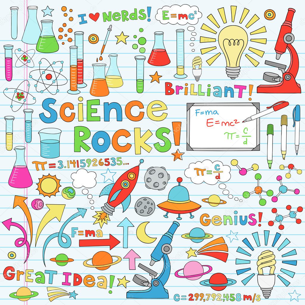 Science School Notebook Doodles Vector Icon Set
