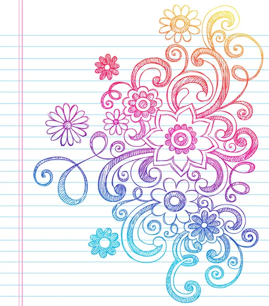 Illustration vectorielle des caniches croquantes à fleurs — Image vectorielle