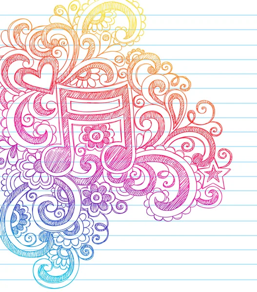 Note musicale Doodles Sketchy Illustration vectorielle — Image vectorielle