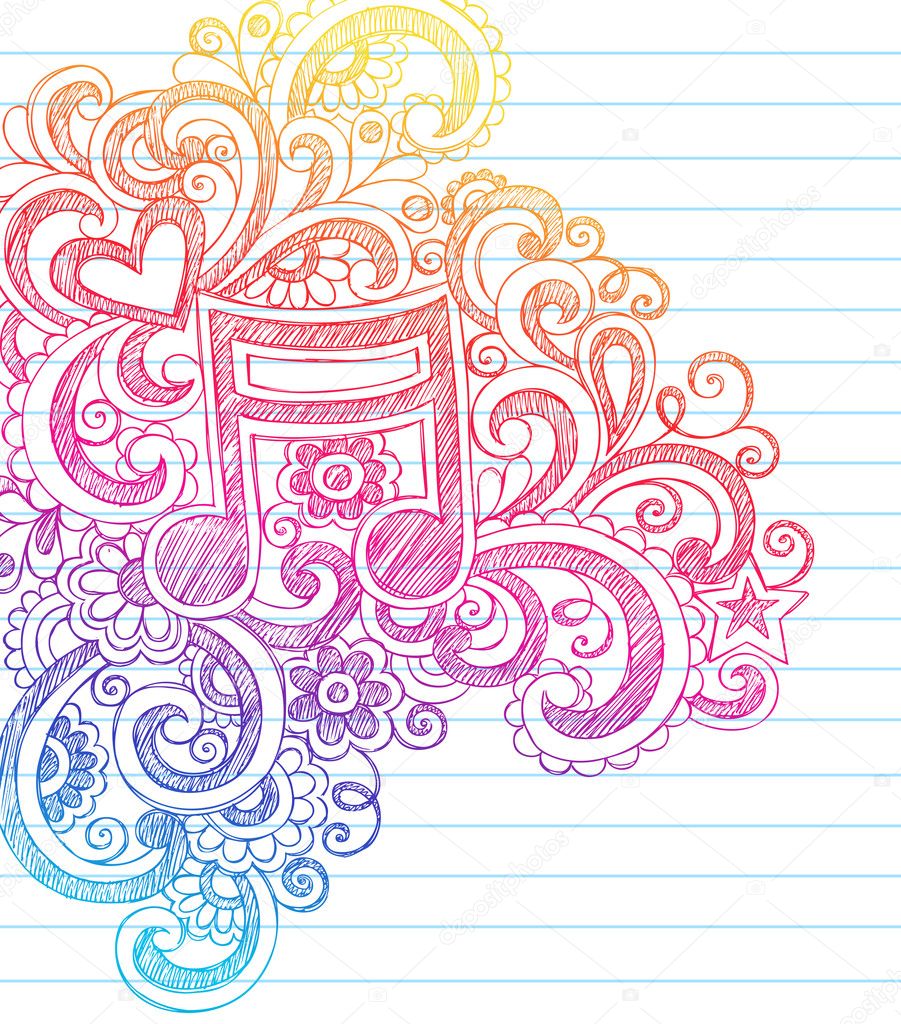 Music Note Sketchy Doodles Vector Illustration