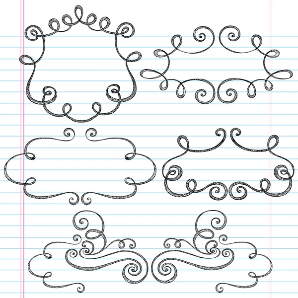 Quadros Ornamentais Sketchy Notebook Doodle —  Vetores de Stock