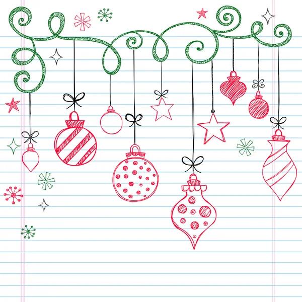 Χριστουγεννιάτικα στολίδια σχηματικό doodles — Διανυσματικό Αρχείο