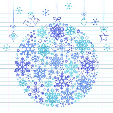 Christmas Snowflakes Ornament Sketchy Doodle clipart