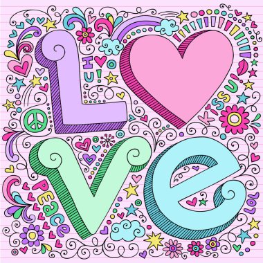 Valentine Love Notebook Doodles Set clipart