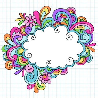 Psychedelic Cloud Speech Bubble Notebook Doodle Vector clipart