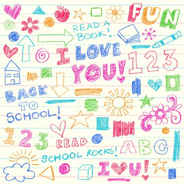 Kids Crayon Doodles Back to School Vector Illustration clipart