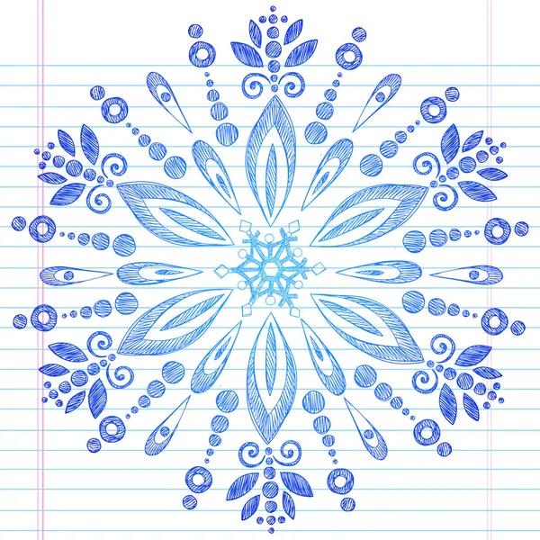 Snowflake Winter Sketchy Doodle Vector Design — Stock Vector