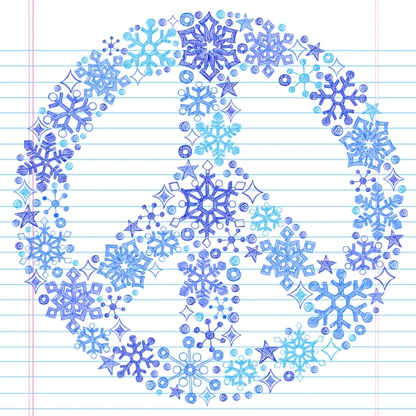 Snowflake Peace Sign Sketchy Notebook Doodles Vector — Stock Vector
