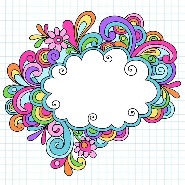 Psykedeliska moln tal bubbla notebook doodle vektor — Stock vektor