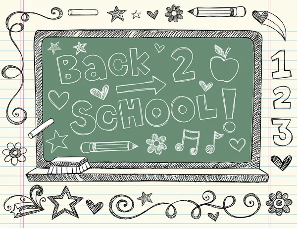 Voltar à escola Chalkboard Doodle — Vetor de Stock