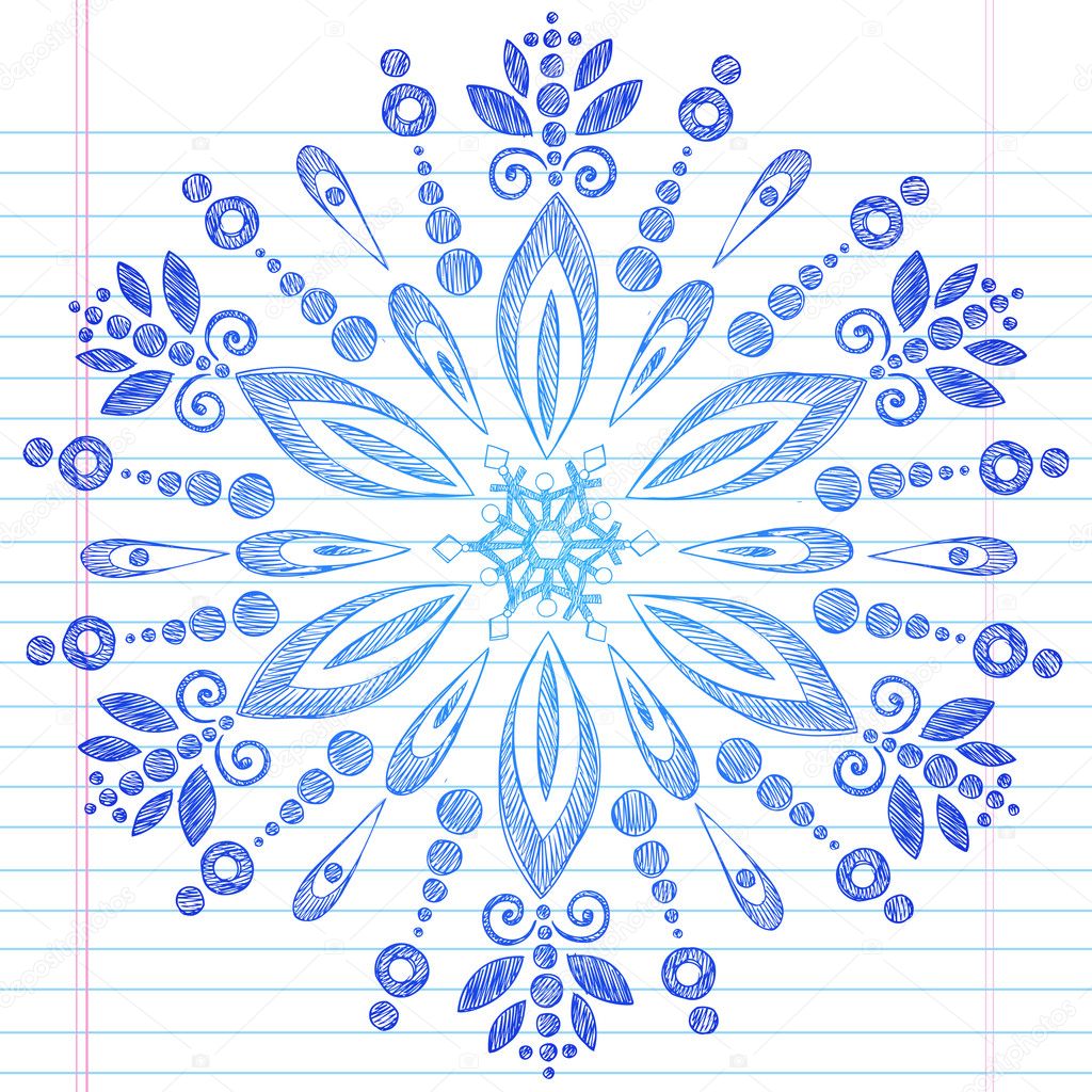 Snowflake Winter Sketchy Doodle Vector Design