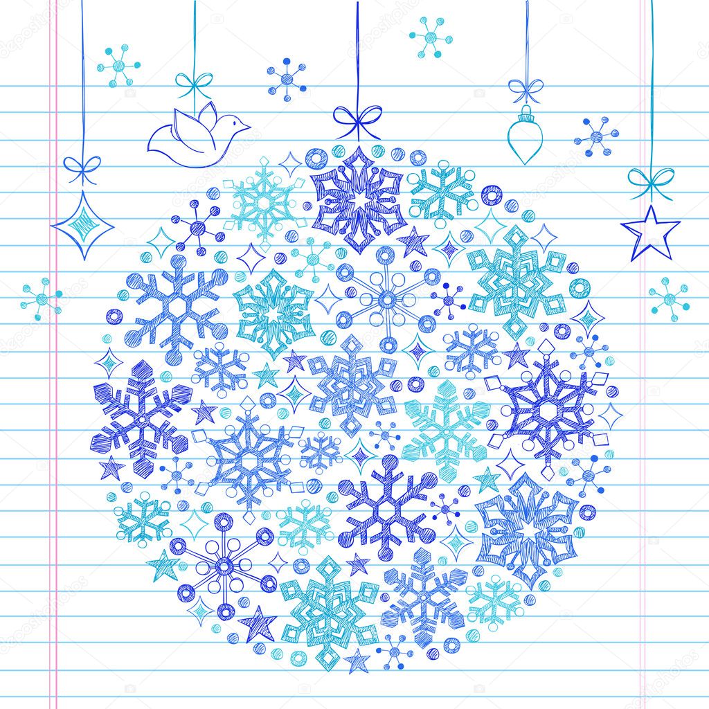 Christmas Snowflakes Ornament Sketchy Doodle