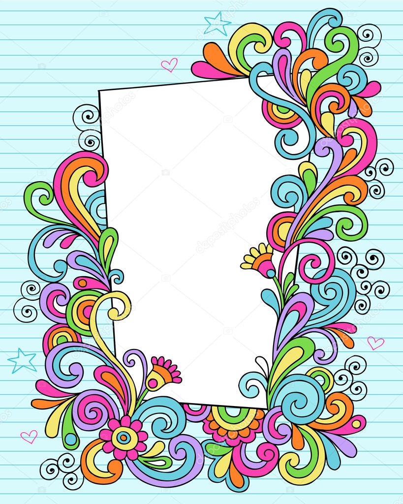 Psychedelic Doodle Picture Frame Vector Design
