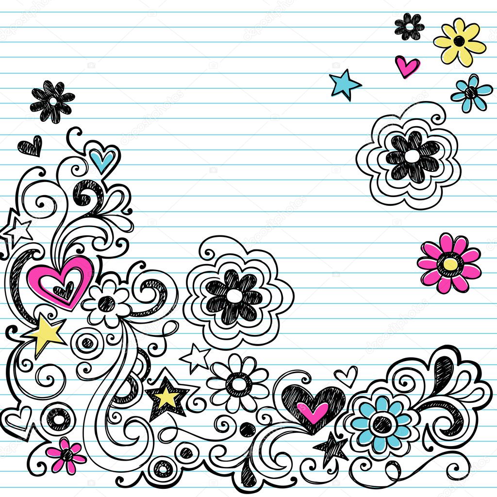 Sketchy Marker Flower Doodles Vector Design