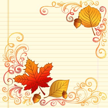 Back to School Sketchy Doodles Autumn Leaves clipart