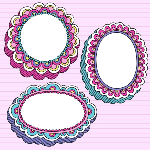 Psichedelico Doodle Picture Frame Vector Set — Vettoriale Stock
