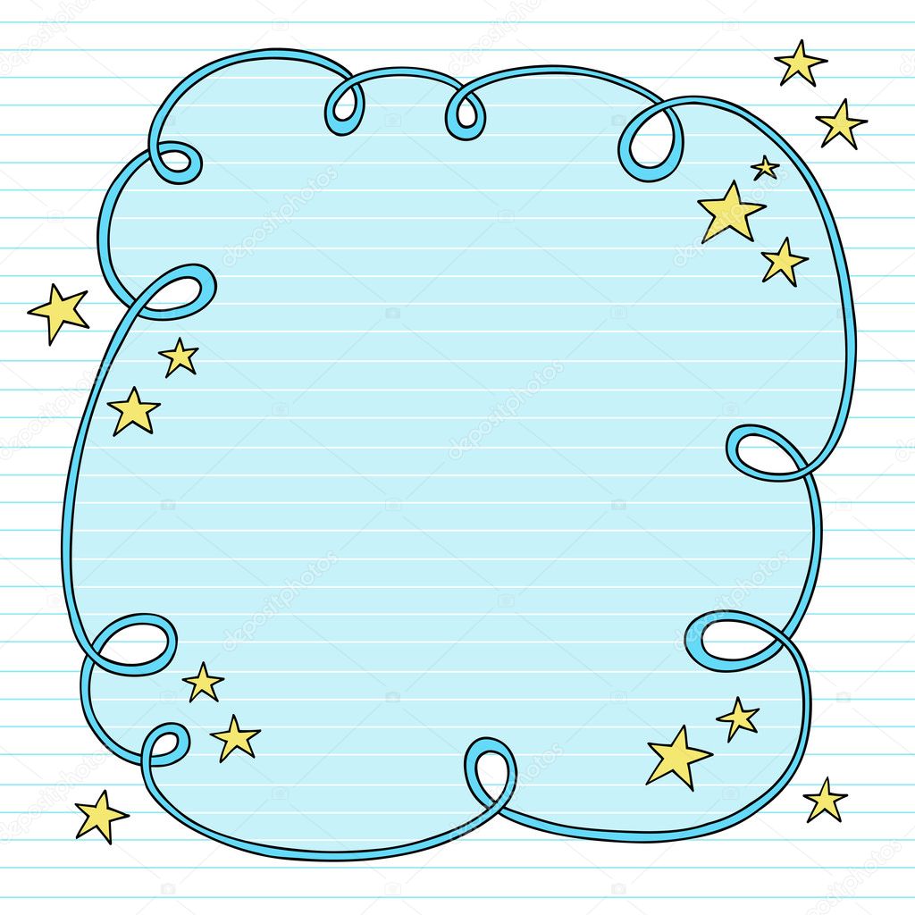 Notebook Doodle Cloud Picture Frame Vector Border — Stock Vector ...