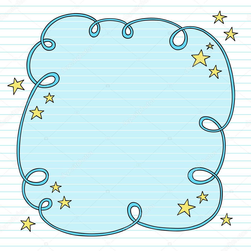 Notebook Doodle Cloud Picture Frame Vector Border