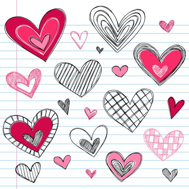 Valentine's Day HeartsvSketchy Doodles Love Set clipart